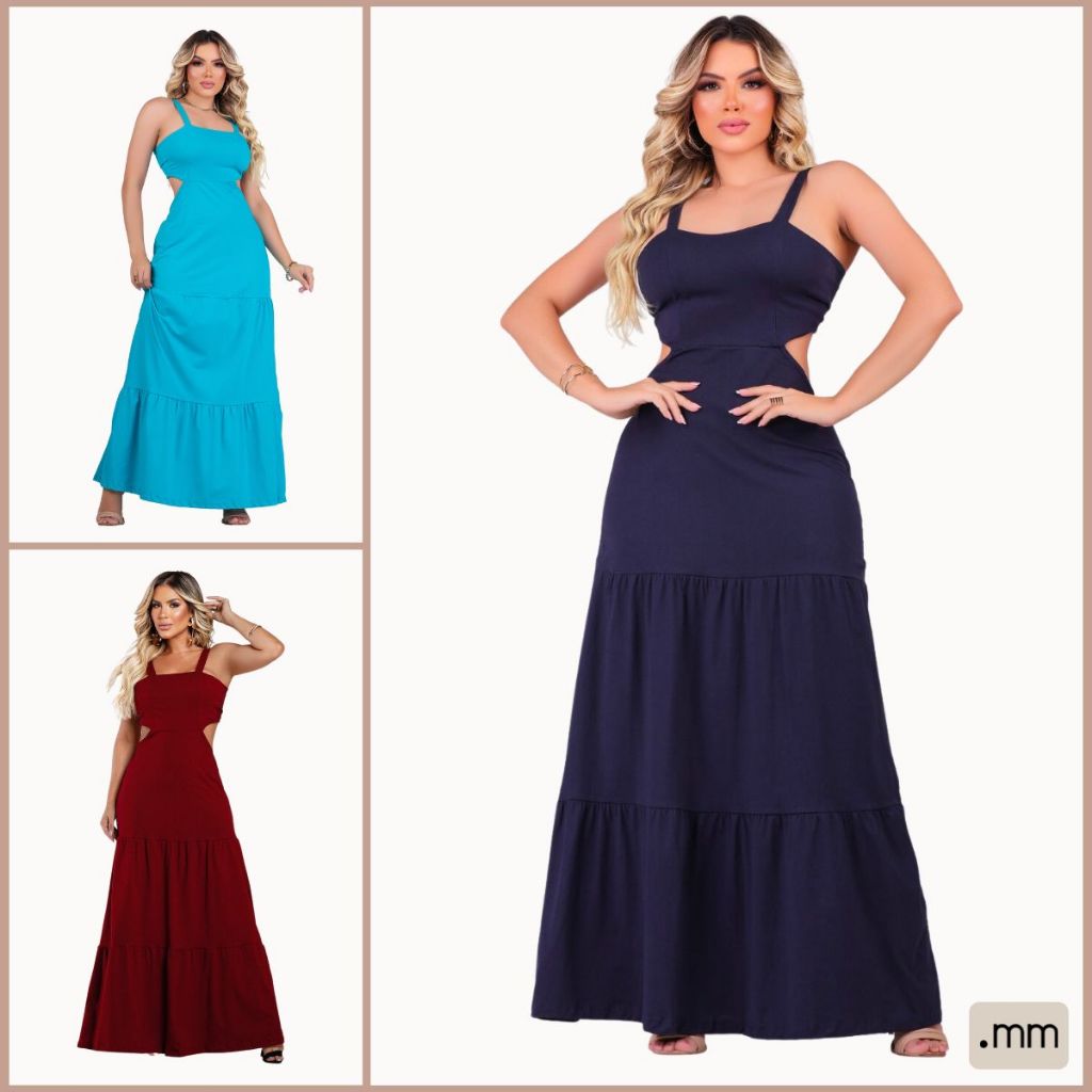 Vestido Longo Mulher Blogueira Elegante Moda Tendecia
