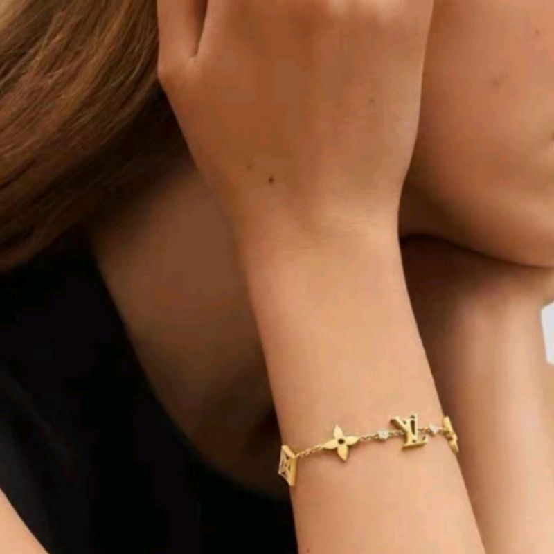 pulseira feminina dourada elegante aço inoxidável