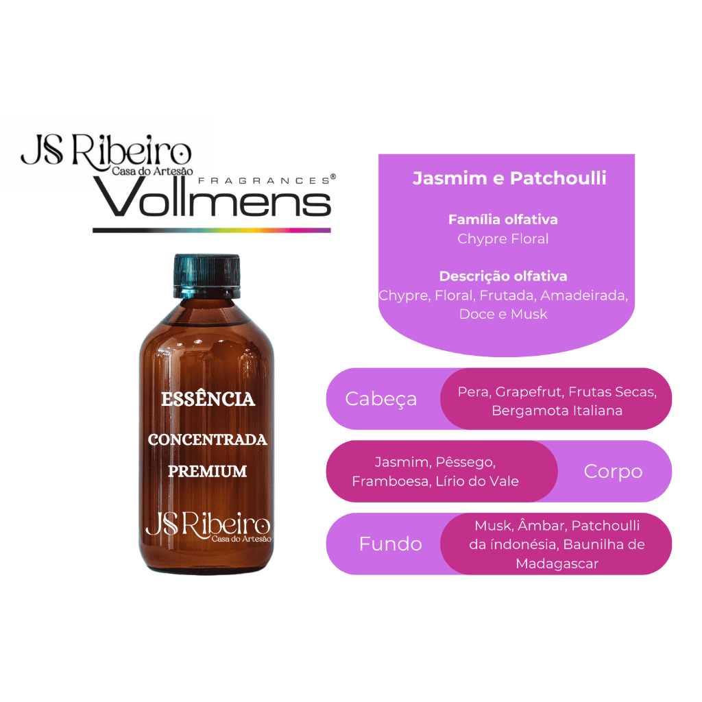 Essência JASMIM E PATCHOULI Vollmens 100g