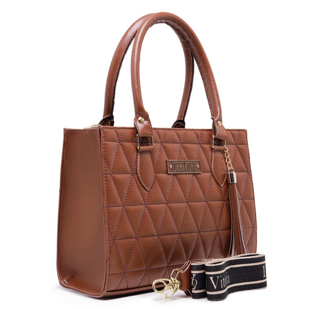 BOLSA MÉDIA FEMININA COM DIVISÓRIAS TRANSVERSAL COM 2 ALÇAS