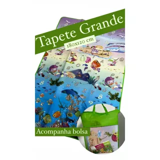 Tapete Tatame Infantil Baby Grande com 1.80 x 1.20cm Educativo Atividades Acompanha Bolsa de Guardar