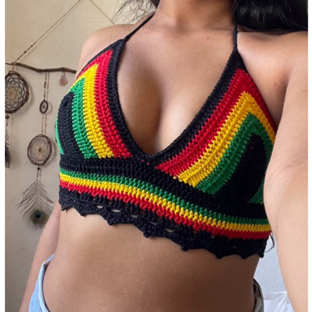 Top Kite/reggae/rasta crochê