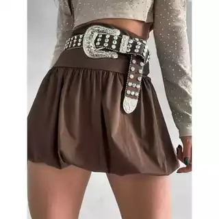 Saia Feminina Bubble Balonê Curta Cintura Alta Rodada Moda Bolgueira.