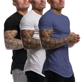 Kit 3 Camiseta Masculina Long Line Lisa Oversized Algodão