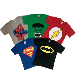 Kit 05 Camisetas Infantil 100% Algodão 30.1 Personagens Super Heróis Criança Camisa Blusa