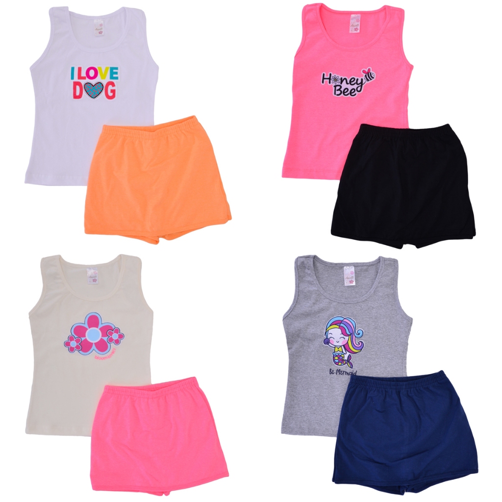 Conjuntos Short Saia Infantil Roupa De Calor Menina Do 2 Ao 8 Promo\u00e7\u00e3o ...