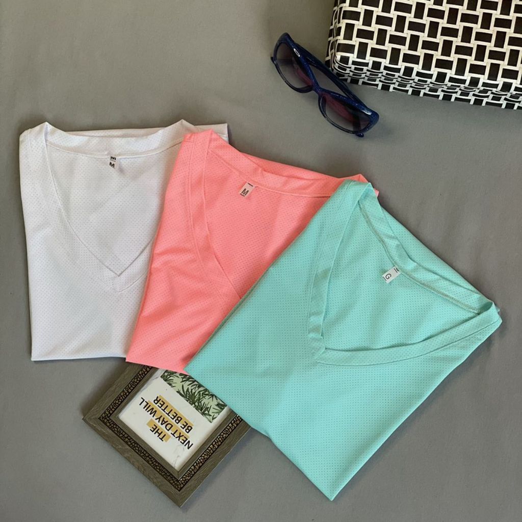 KIT3 Camiseta Babylook feminina Dryfit Poliamida