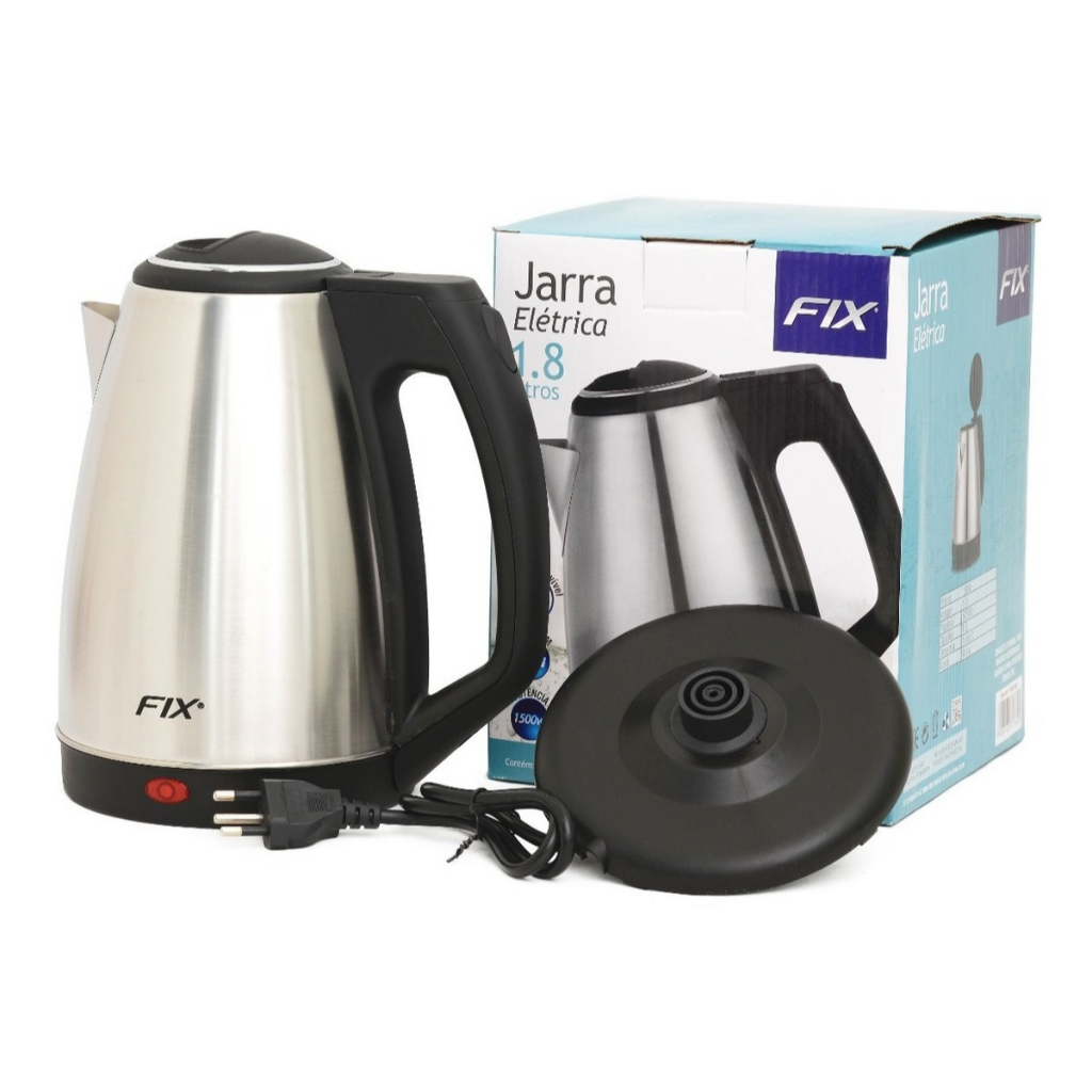 Jarra Chaleira Agua Fervida Elétrica Inox 1,8 Litros FIX . | Shopee Brasil