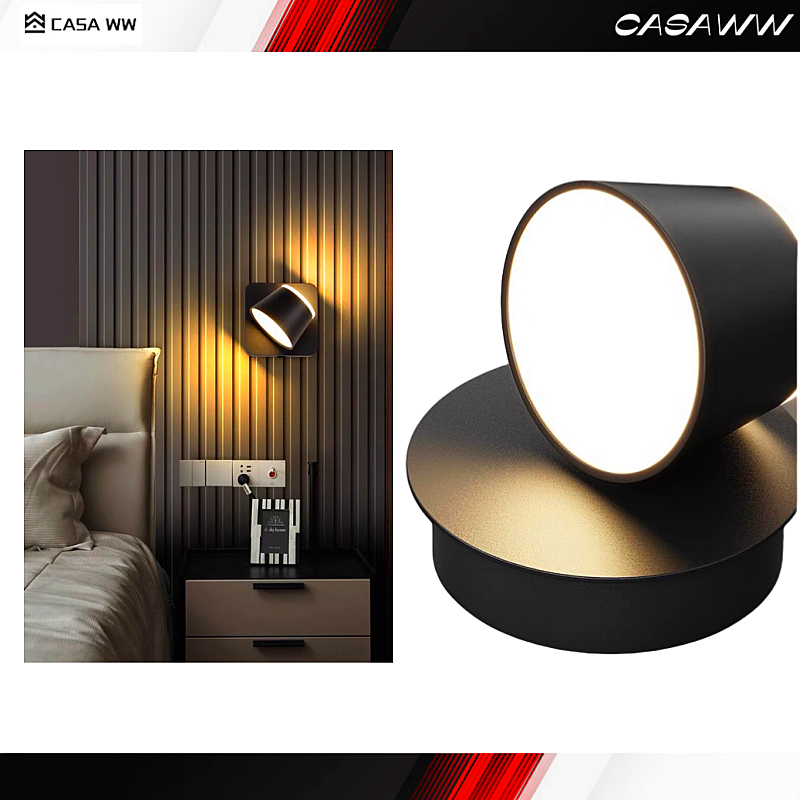 Arandela Led Preto Cabeceira De Cama Minimalista Design