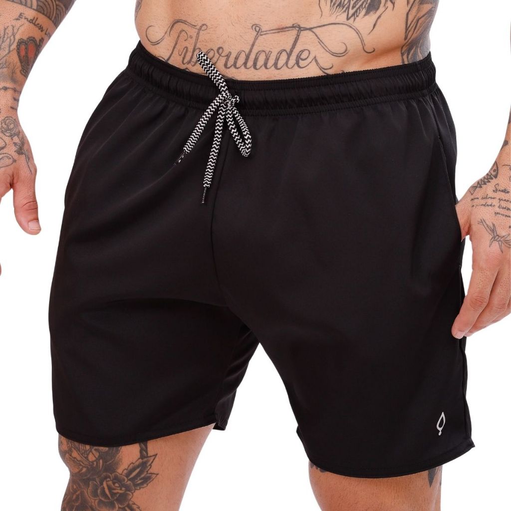 Short Resina Bermuda Tactel Masculino Liso Lisa Básico Mauricinho 2 Bolsos