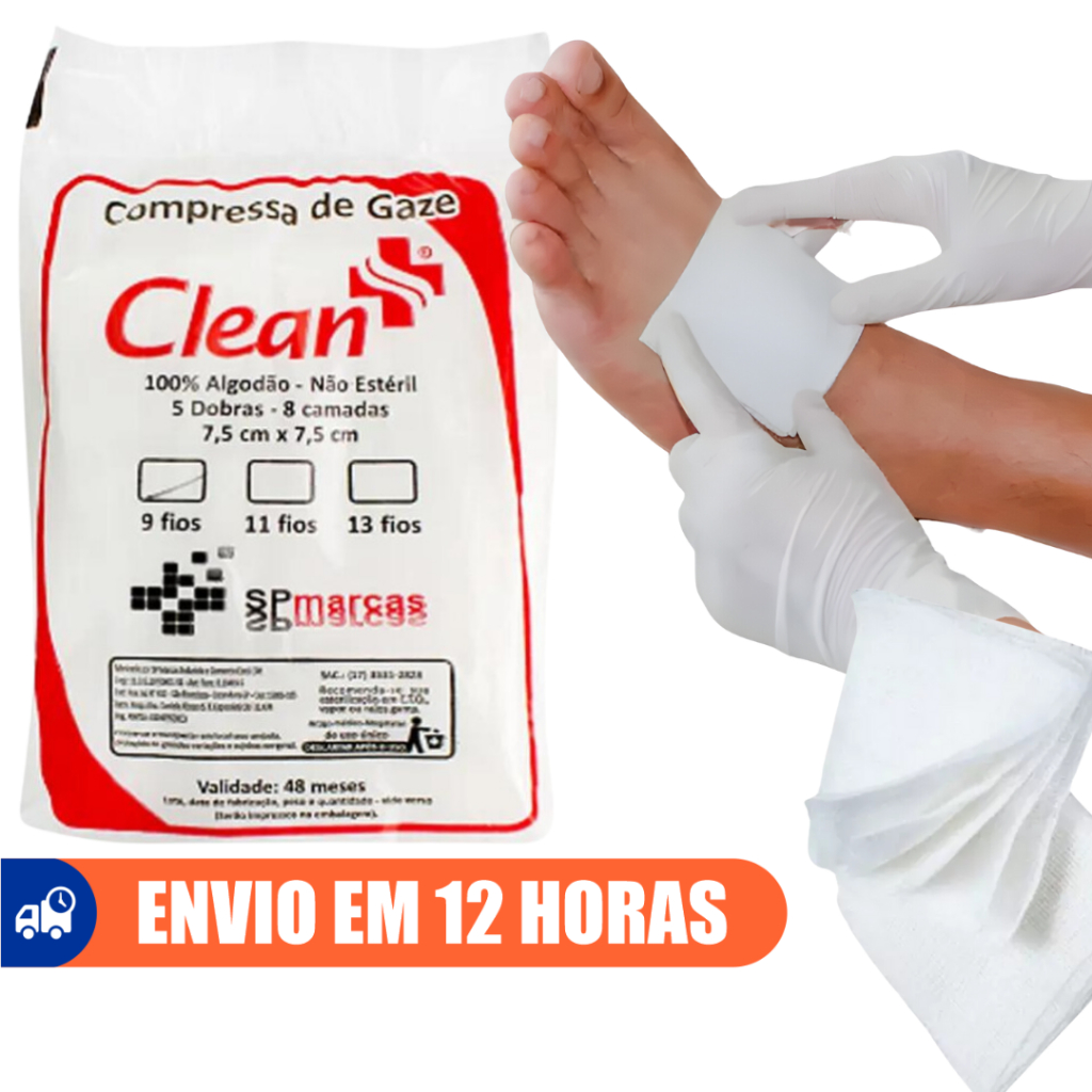 Compressa De Gaze 13 Fios 7,5x7,5cm Não Estéril Clean | Shopee Brasil