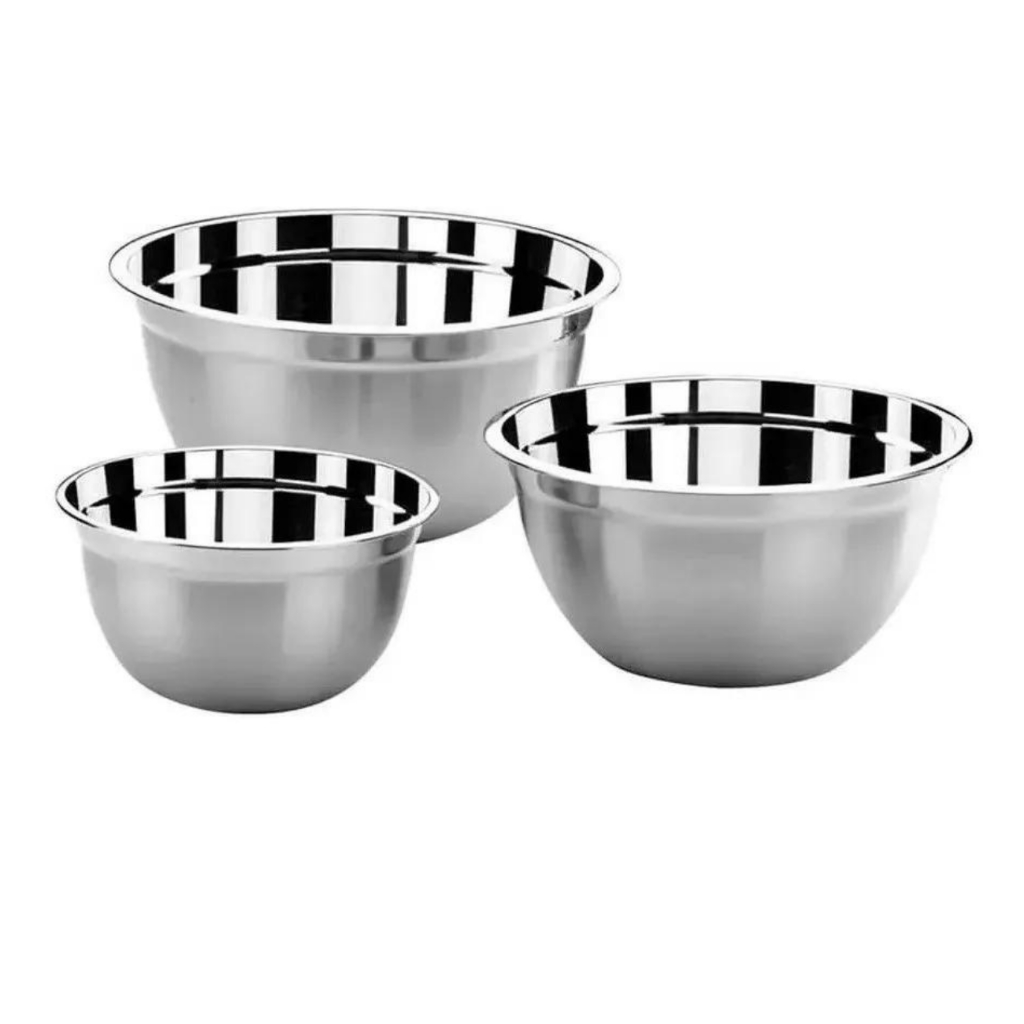 Kit 3 Tigela Mixing Bowl Em Aço Inox 28cm 22cm 20cm envio im