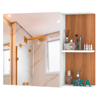 Armario Espelheira Banheiro Jade 1203 Fundo Flexycollor Com Porta - Cor