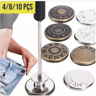 Kit 4/8/10 Botões de calça jeans sem costura com chave de fenda extensor de cintura 17mm em Oferta na Shopee
