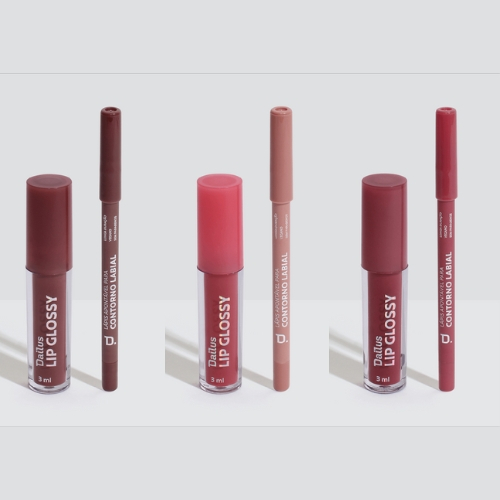 Kit 01 Contorno Labial + 01 Lip Glossy - Dailus | Shopee Brasil