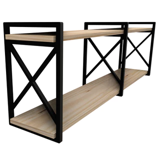 Prateleira Estilo Industrial 120x20 com Madeira Maciça Desig Moderno e Resistente para Sua Decoração