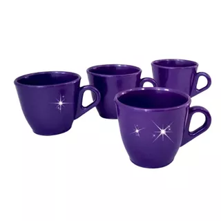 Jogo 6 xícara café Roxo plástico acrílico 50ml Pequena cafezinho