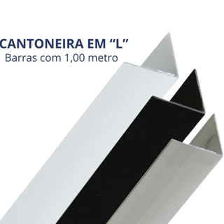 Cantoneira Em L Alumínio Branca, Polida, Preta Barra 1 Metro 1/2", 5/8", 3/4", 1"