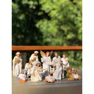 Kit Presépio Natal resina 15cm 12 peças