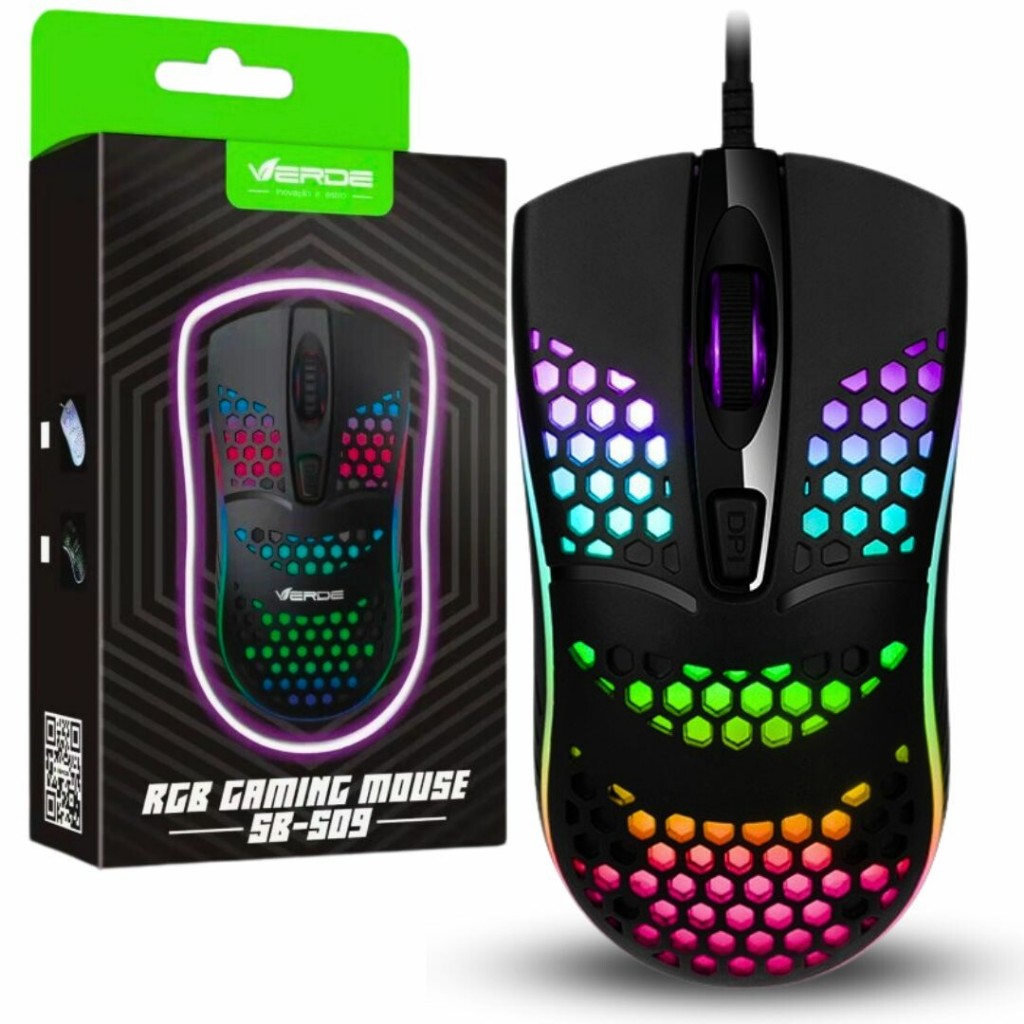 Mouse Gamer com Fio Usb e Led RGB Verde SB-S09 | Shopee Brasil