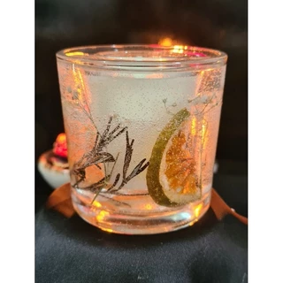 Vela Artesanal Aromática Gel Decoração Infinita Alecrim Laranja Cera de Coco.
