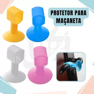KIT Protetor de Porta Ventosa Para Maçaneta Suporte Silicone Multiuso