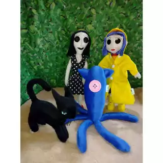 Boneca em feltro Coraline outra mãe Bela Dama Gato preto polvo Neil Gaiman coraline eo mundo secreto