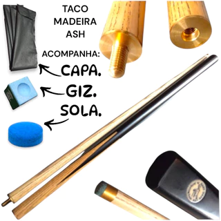 Taco De Sinuca Bilhar Bipartido Ash Profissional + Capa +Giz +Sola