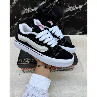 TENIS CASUAL KNU SKOOL BLACK WHITE VULCANIZADO PALMILHA GEL ENVIO MAIS RAPIDO