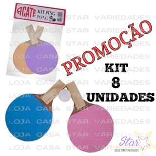 8 Raquetes ping pong kit completo