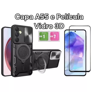 Capa Anti impacto Suporte 360 + Pelicula Vidro 3D Para Samsung Galaxy A55 5G -- Capinha Case Nova