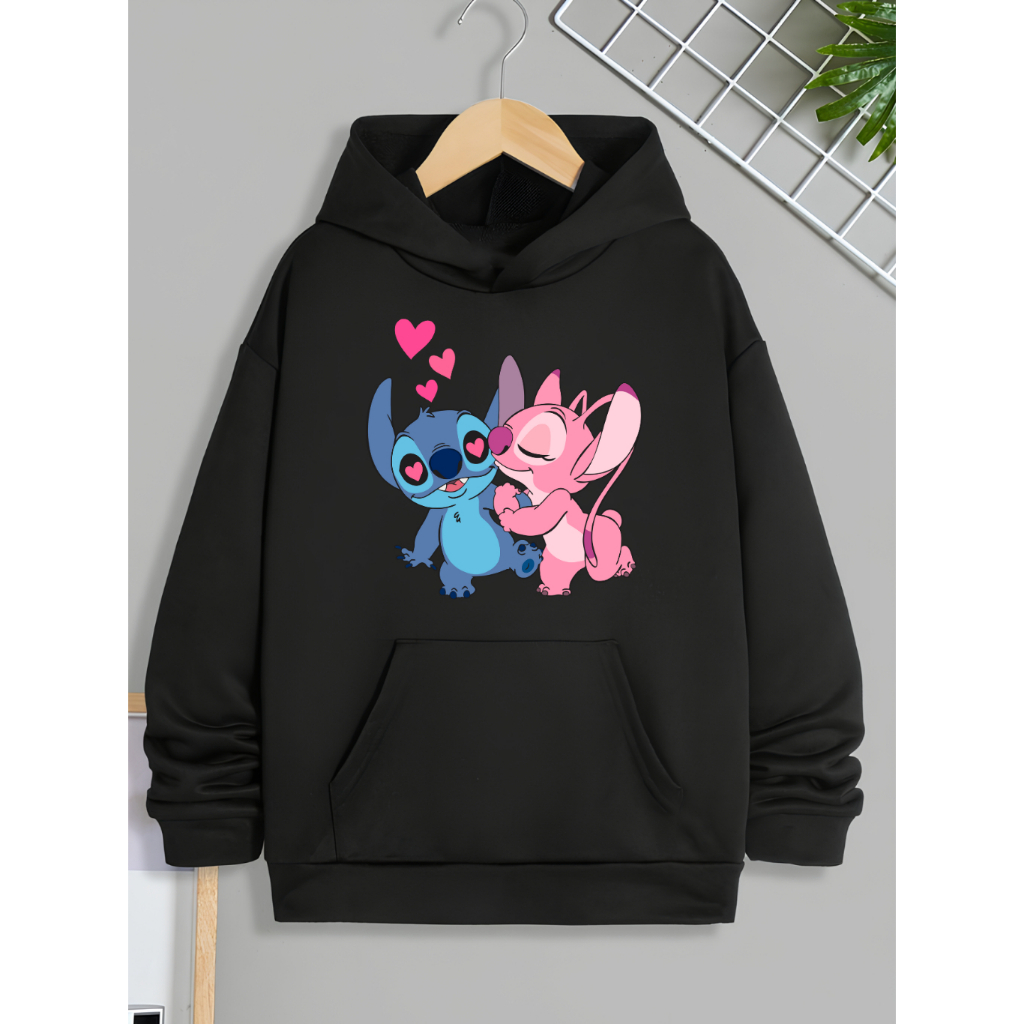 Moletom Estampado Lilo Stitch Moda Feminina Canguru Com Capuz Blusa De Frio Casual