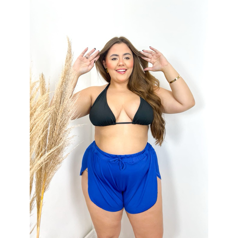 Shortinho Curto Short Jeans Cintura Alta Para Gordas Short Plus Size De  Praia Saída De Praia Cintura Alta Com Cordinha