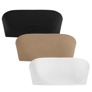 Kit 3 Tops Faixa Tomara Que Caia Cropped Sem Alça Básico Liso