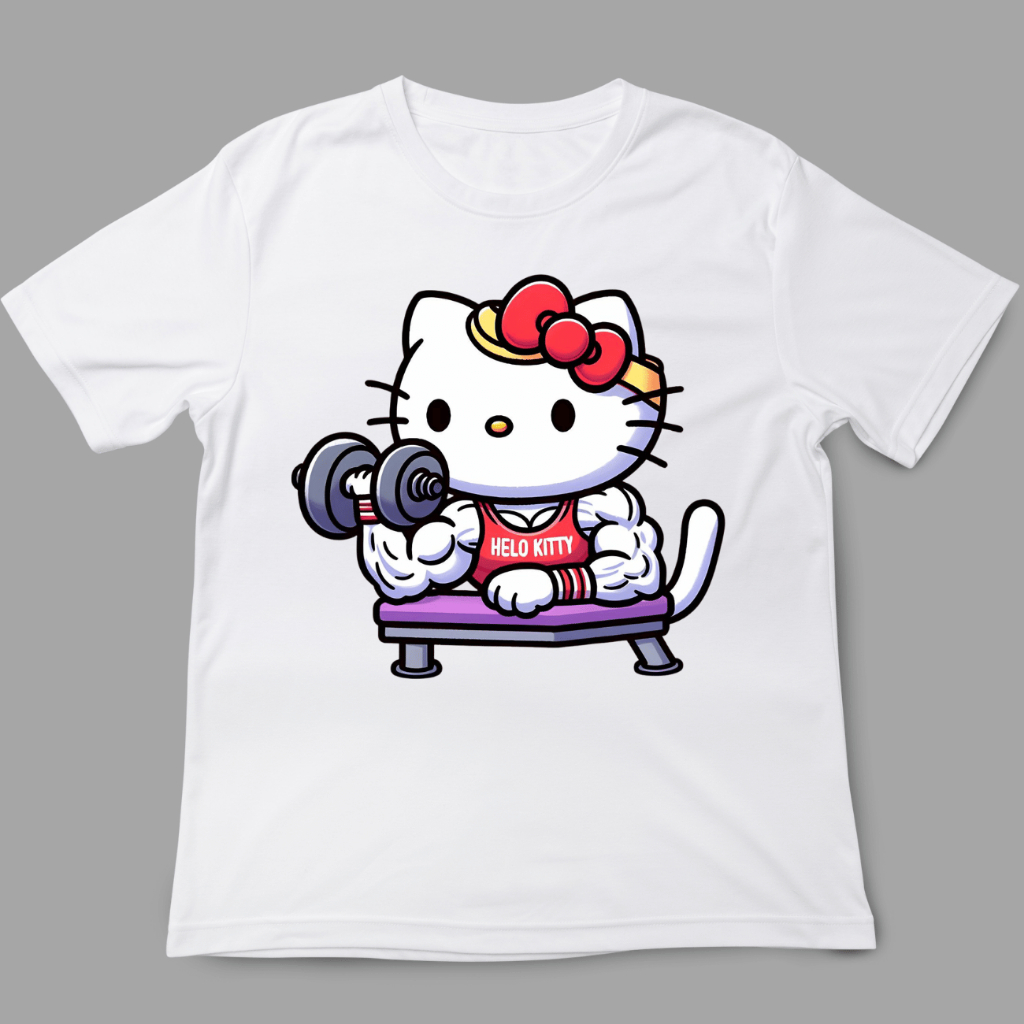 Camiseta Hello KItty maromba Levantando peso treino | Shopee Brasil