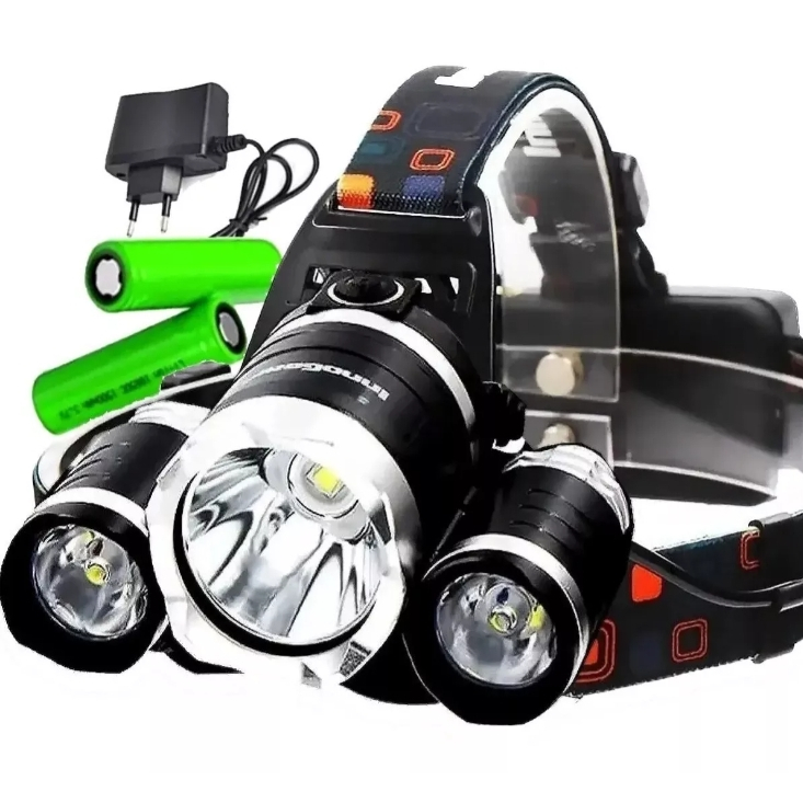Lanterna Cabeça Profissional Com 3Led Super Potente Recarregável