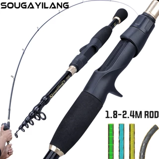 Sougayilang vara de pesca de alta qualidade 1.8m-2.4m vara de pesca telescópica adequada para pesca ao ar livre