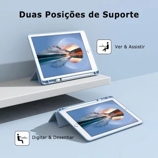 Case Capa Com Função Flip para iPad 7 8 9 10.2 Pol Com Slot para Caneta