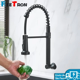 Torneira Gourmet Cozinha Inox Parede/Countertop Cromada/Preto