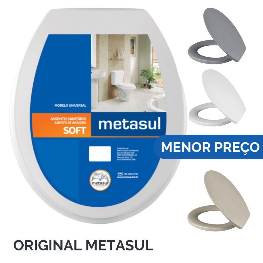 Assento De Vaso Sanitário Soft Metasul P/ Vasos Deca Celite Icasa Soft Universal
