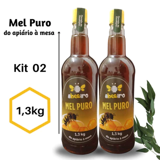 Kit com 2 Mel em garrafa 1,3kg / Puro e Natural