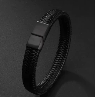 Pulseira Masculina Fecho magnético em Couro Ecológico