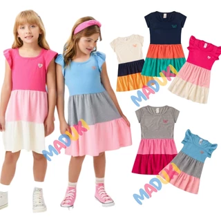 Kit 2 Vestidos Três Marias com Babado e Bordado Infantil Menina