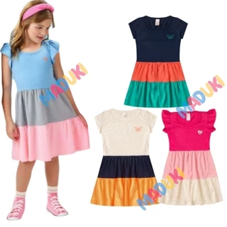 Vestido Três Marias com Babado e Bordado Infantil Menina