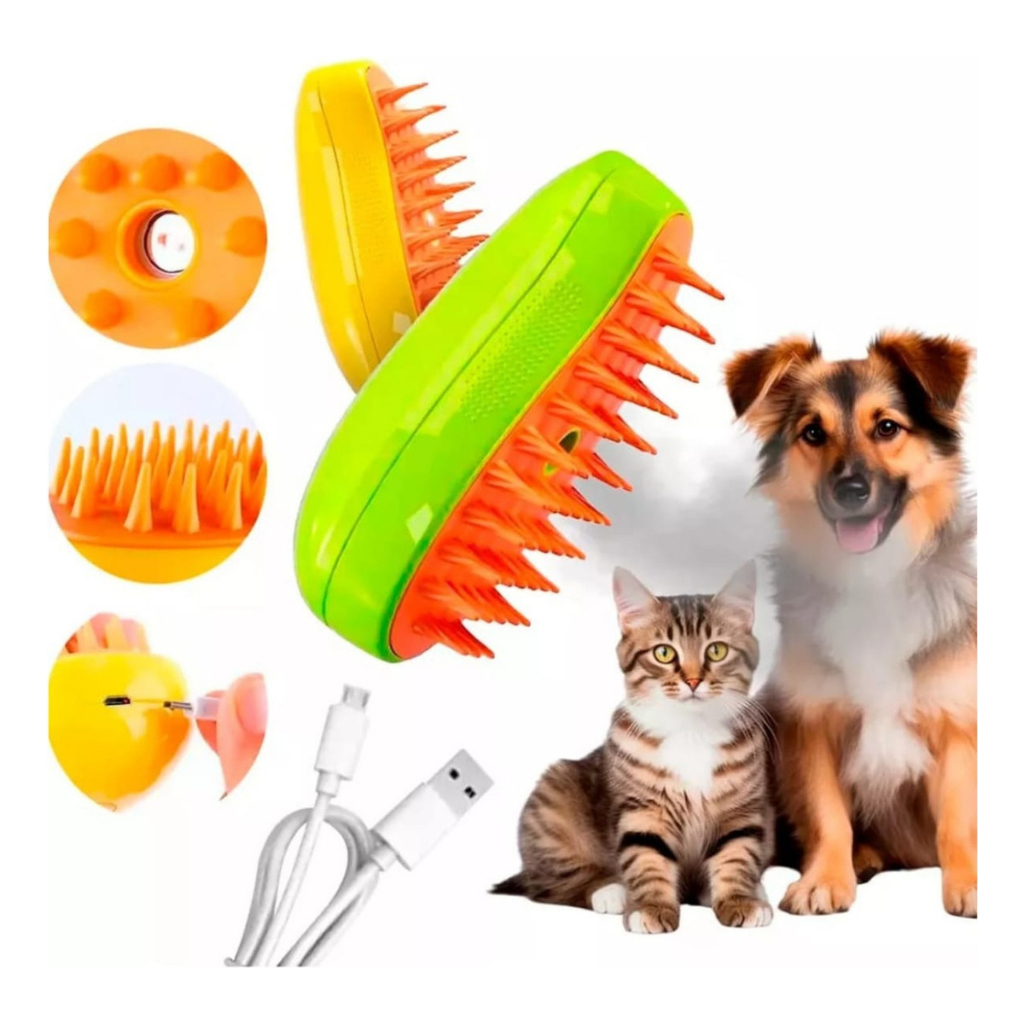 KIT 2 Escova A Vapor Para Gatos Cães 3 Em 1 Escovas Elétricas De Pêlos  Pentes De Massagem Animais De Estimação Remoção de pelos Escova  Vaporizadora | Shopee Brasil