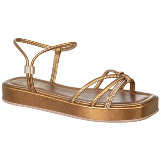Sandália Feminina Blogueira Papete Dedo Tiras Strass Chinelo Flatform Confortável Original GiGiL