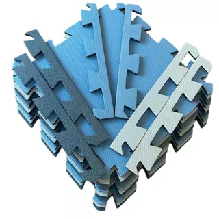 Kit 12 Tatames - EVA Tons de Azul Econômico - 50x50x1 cm. em Oferta na Shopee