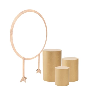 Kit Trio De Cilindro Liso Para Festas Com Painel Arco 150x210 mdf cru