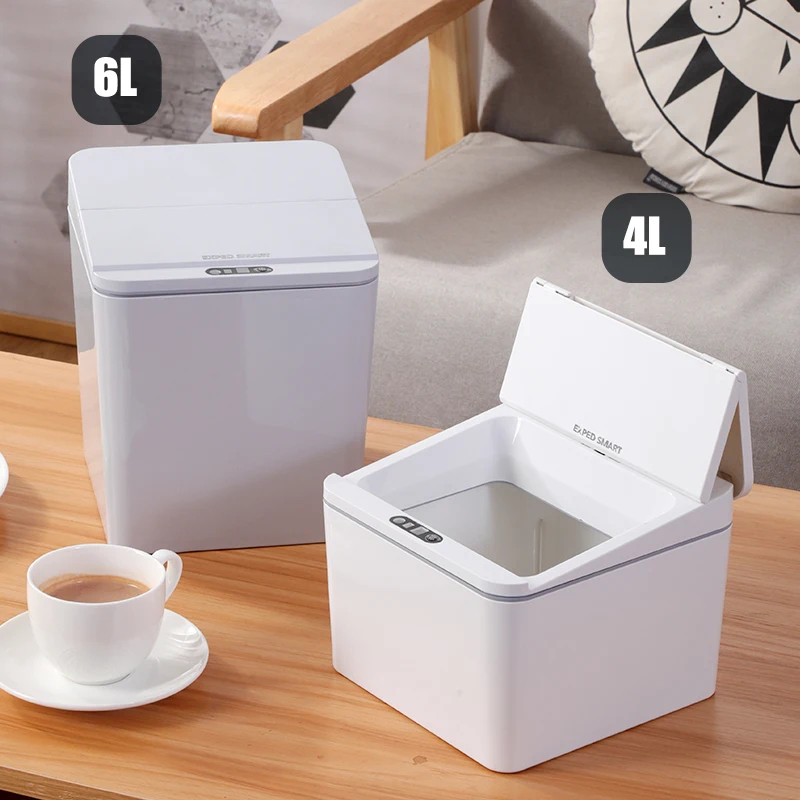 Lixeira Inteligente Com Sensor Automático 4L ou 6L Banheiro Cozinha Escritório Lixo Recarregável USB