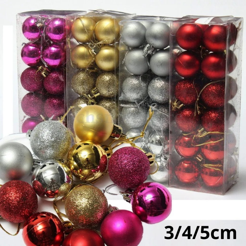 Kit Bolinhas Enfeite Árvore De Natal 3cm /4cm/5cm Mista Lisa Fosca Glitter Decoração Natalina